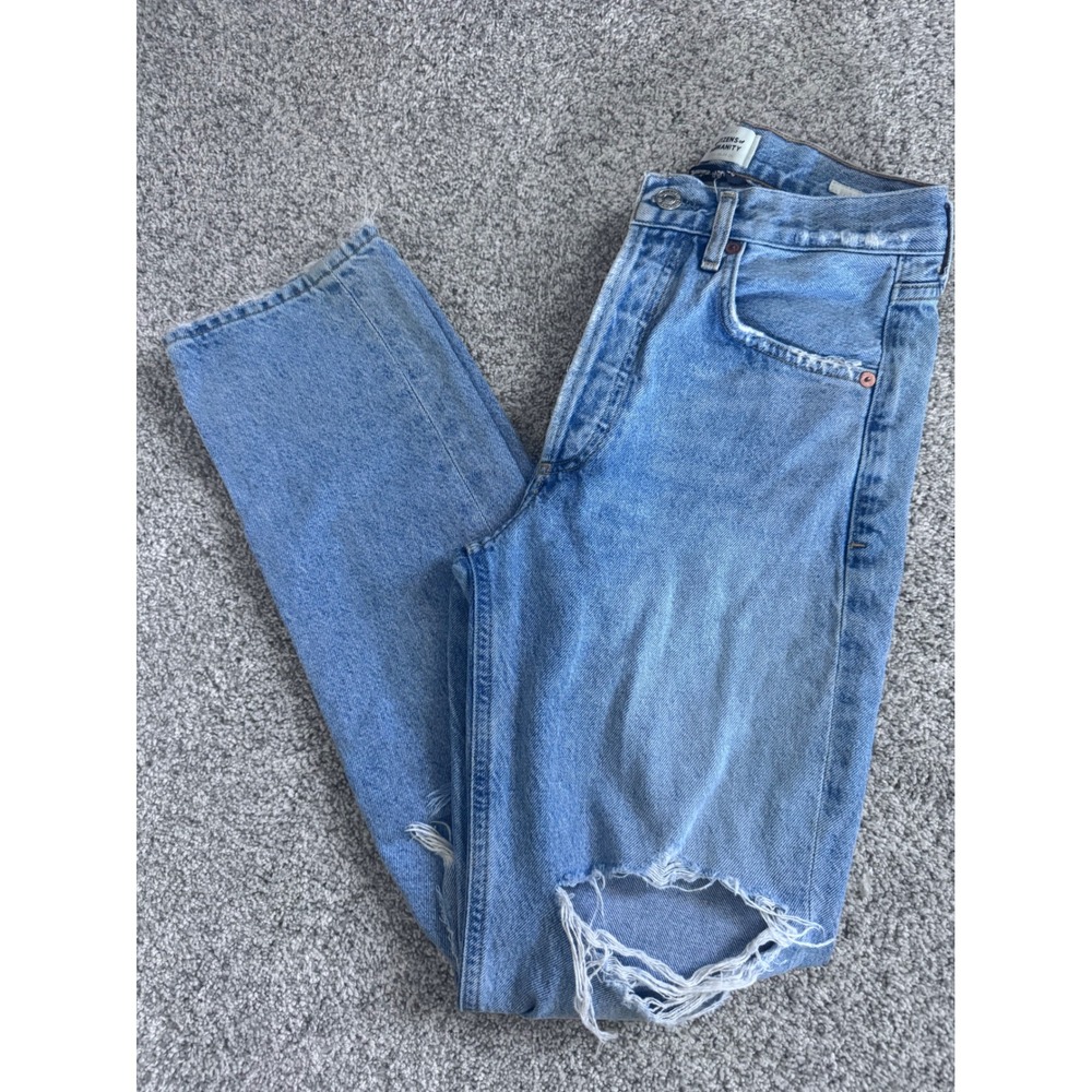 Citizens of Humanity Charlotte High Rise Straight Jeans 24 Distressed Organic